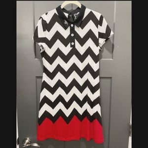 RESERVED - 🦉☕️ Killstar Black Lodge Red White Chevron Dress M L ☕️